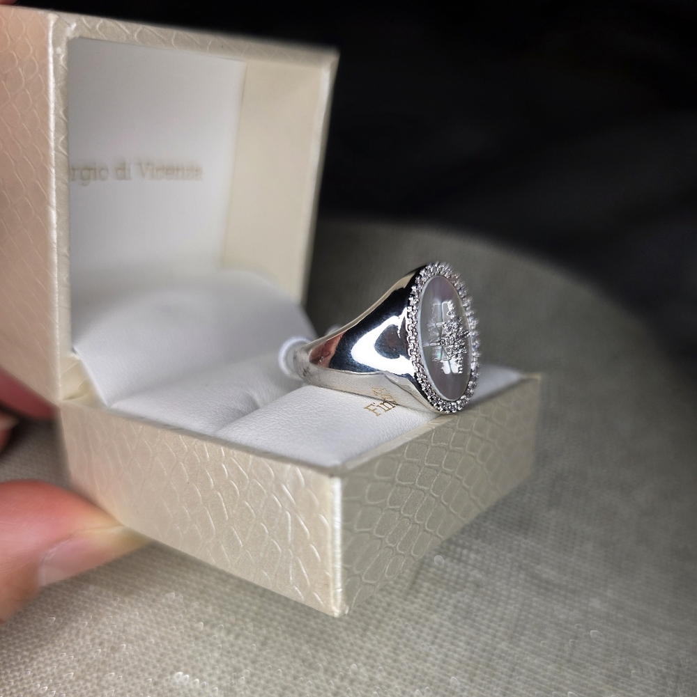 Giorgio di Vicenza Silver Starburst Ring with Mother of Pearl Size 8 - Picture 8 of 12